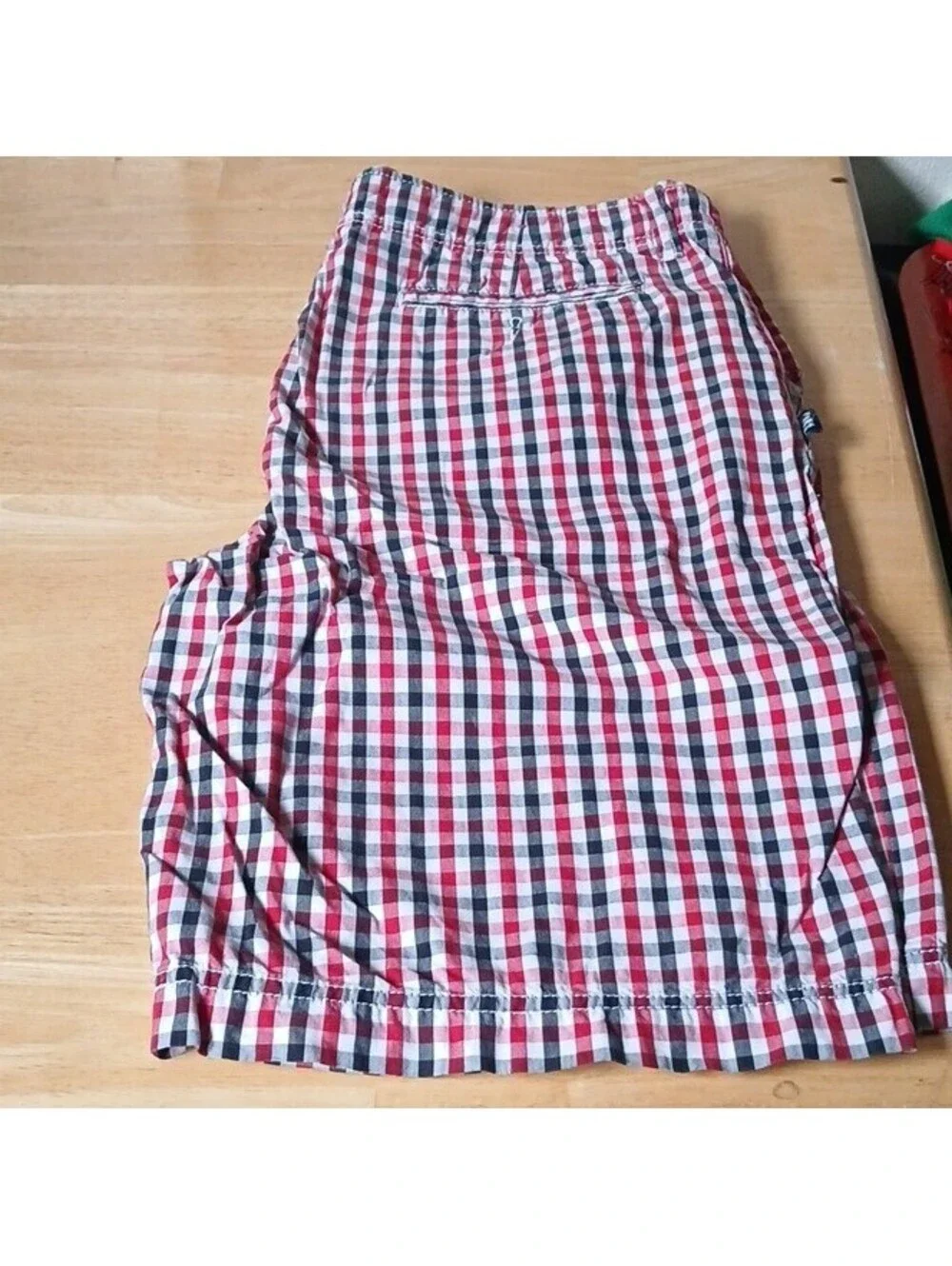 COR3 Men's Cotton Chino Shorts Red/White/Blue Check Flat Front Pockets